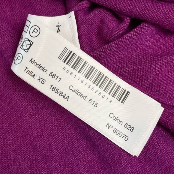 MASSIMO DUTTI • Magenta Wool-Cashmere Blend Long Sleeve Mockneck Sweater, XS - Picture 11 of 16